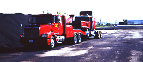 Red heavy wrecker in the yard